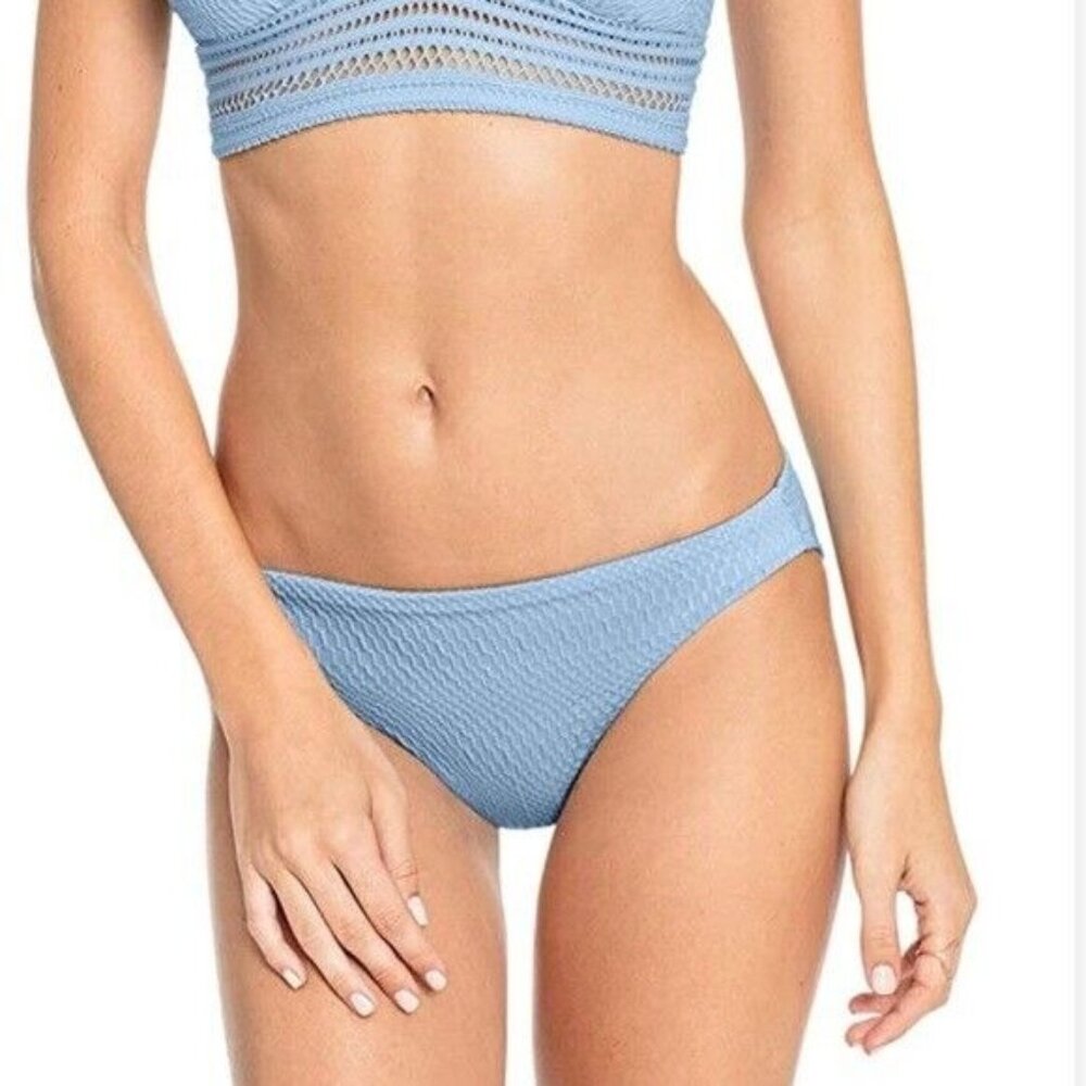 NWT Robin Piccone Perla XS Textured Bikini Swim Bottom Blue 111716